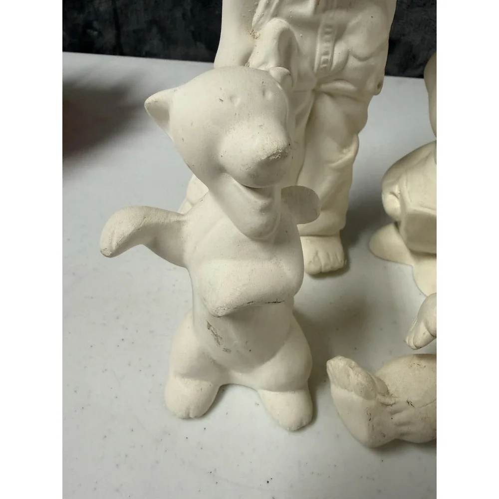 VTG 1980s Ceramic Bisque Molds Unpainted Lot - Cabbage Patch Smurf Mountain Man